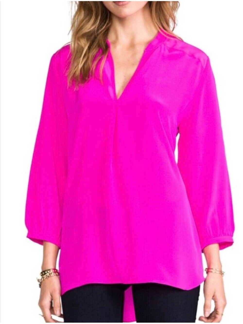 Amanda Uprichard 100% Silk Forever Shirt Hot Pink Women’s Size S